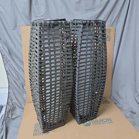 SET OF 2 RATTAN SOLAR GARDEN LIGHTS 