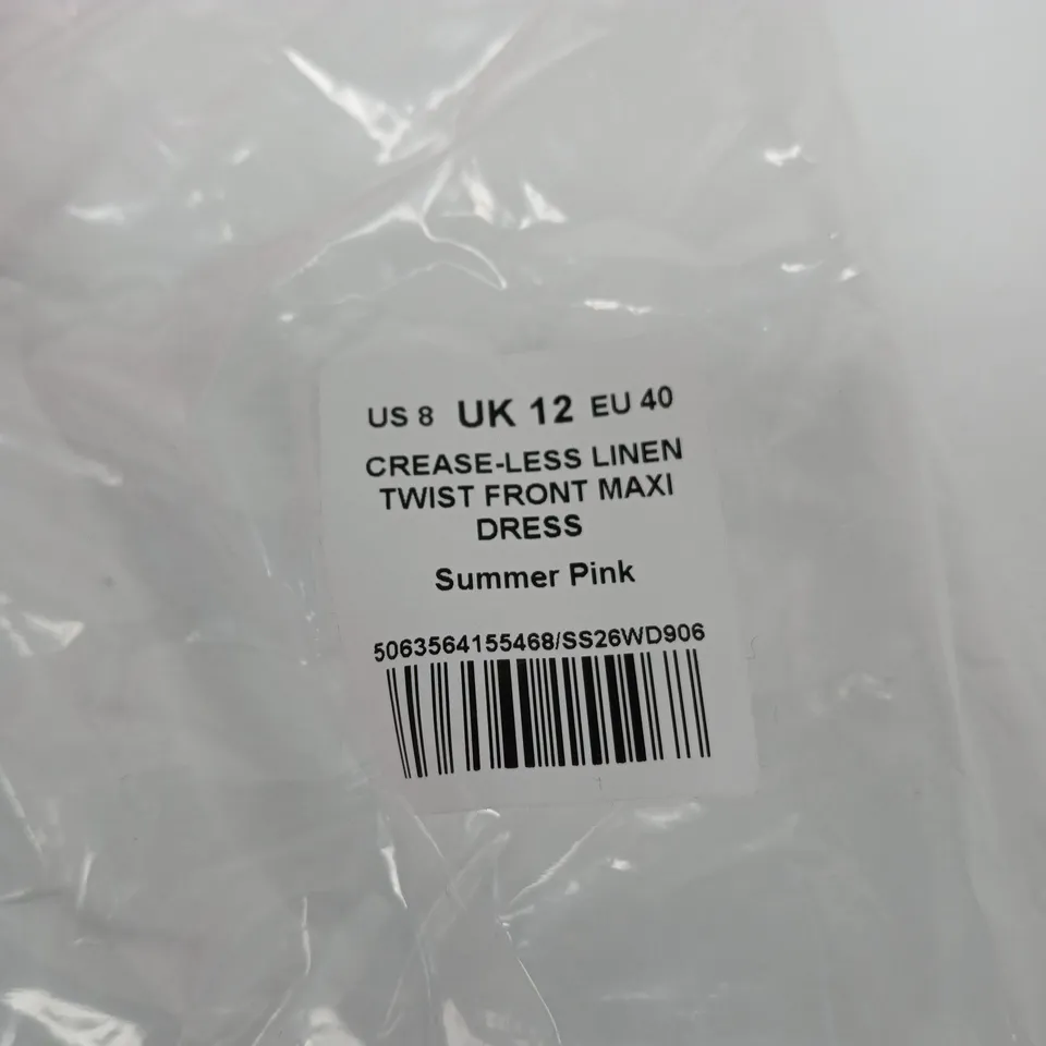 ME+EM LONDON SUMMER PINK CREASE-LESS LINEN TWIST FRONT MAXI DRESS – UK 12 (EU 40)