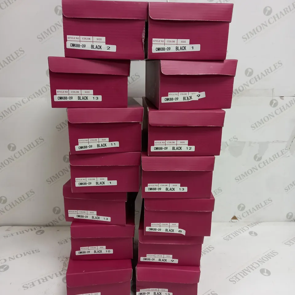 APPROXIMATELY 14 BOXED PAIR OF KELSI KIDS BUTTERFLY EMBROIDERED LOAFERS IN BLACK TO INCLUDE SIZES 1, 2, 8, 9, 10, 11, 12, 13