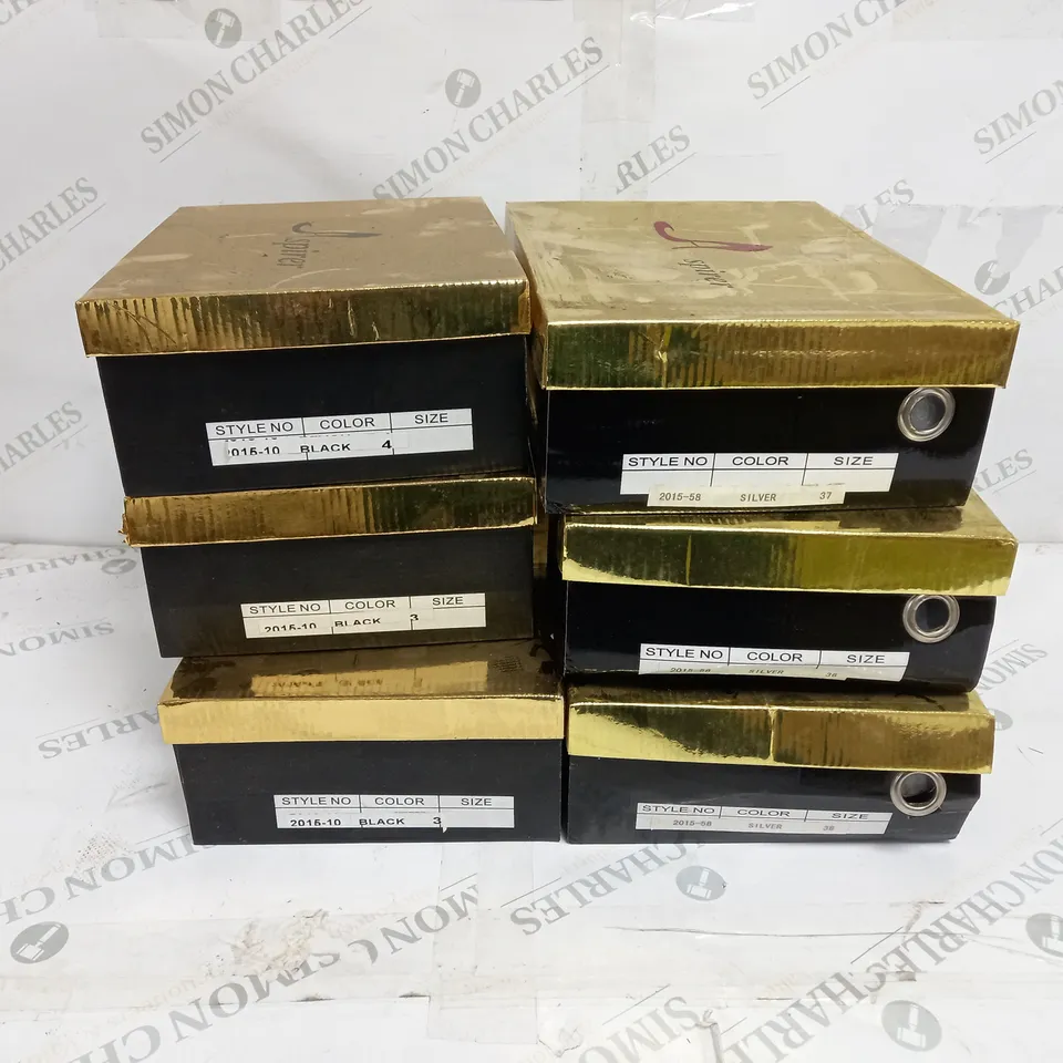 6 BOXED PAIRS OF SPRIER SHOES TO INCLUDE BLACK SANDALS SIZE 3, SILVER PLATFORM SANDALS SIZE 37 