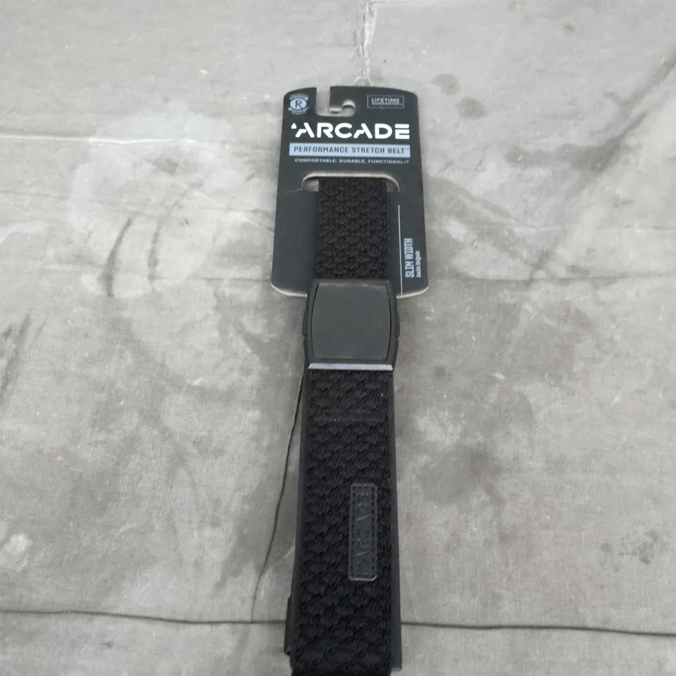 ARCADE PERFORMANCE STRETCH SALIENT SLIM FIT BELT – BLACK, UP TO 40 INCHES