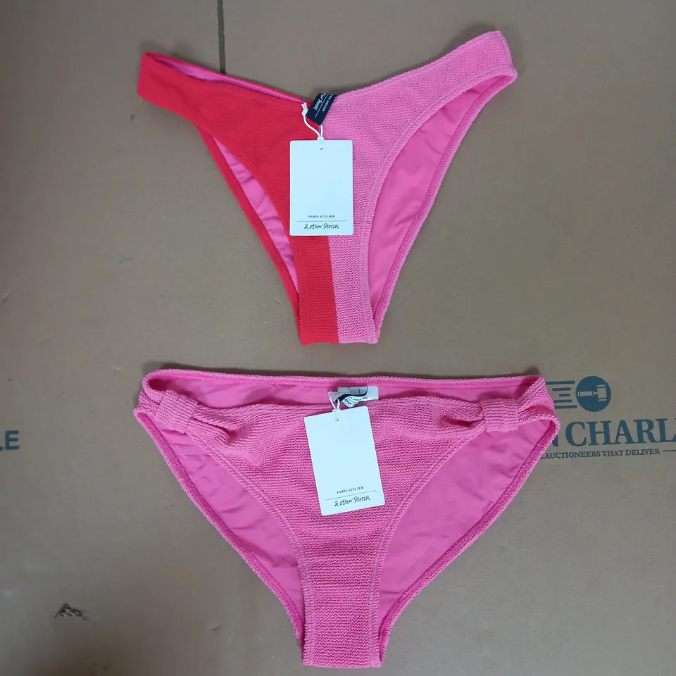 PARIS ATELIER X2 BIKINI BOTTOMS IN PINK/RED SIZE 8