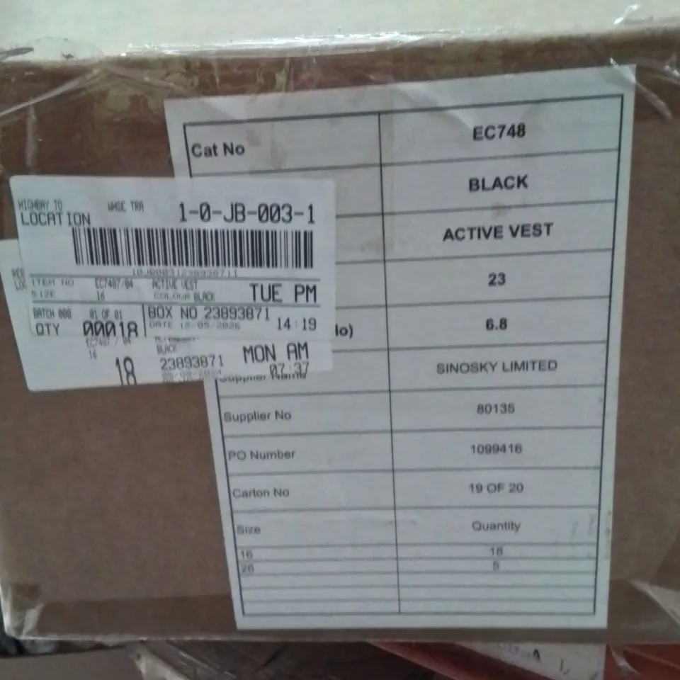 BOXED BRAND NEW APPROXIMATELY 23 SIMPLY BE ACTIVE VEST BLACK SIZE 16