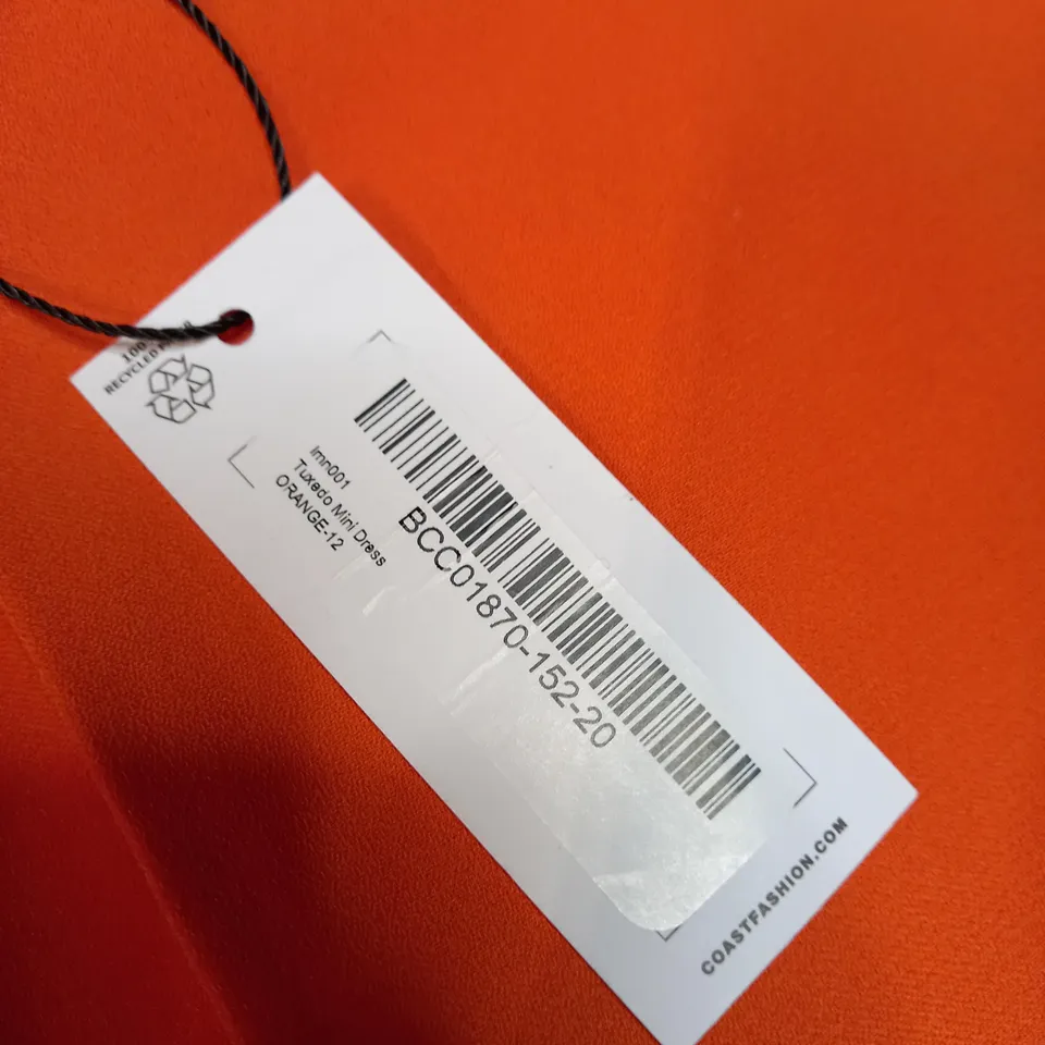 COAST ORANGE TUXEDO MINI DRESS - SIZE 12
