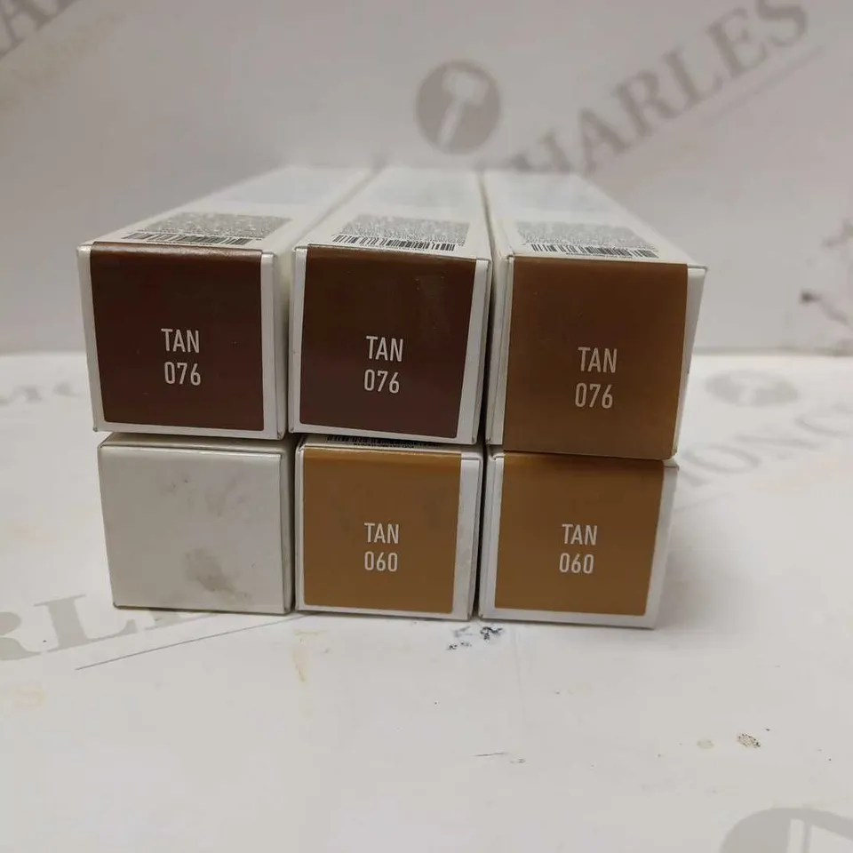 LOT OF 6 X 30ML ASSORTED KVD VEGAN BEAUTY TRUE PORTRAIT FOUNDATION - TAN 076 & TAN 060 