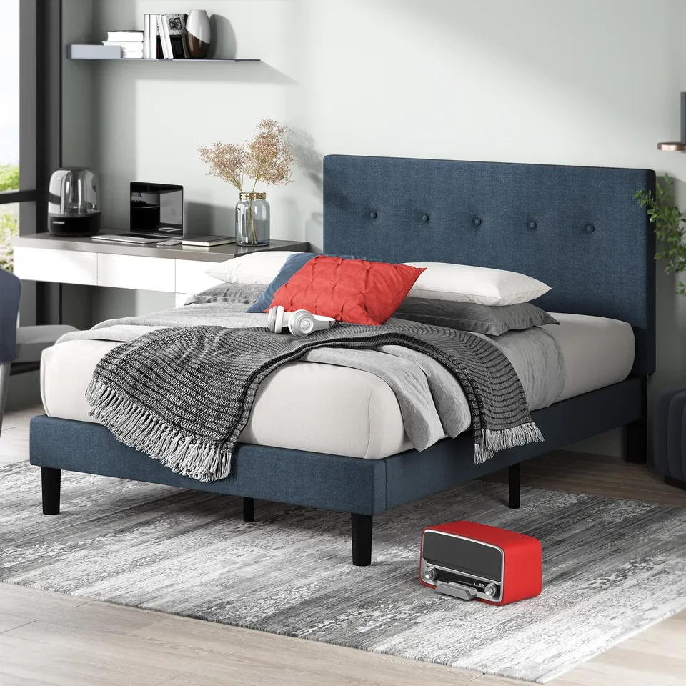 BOXED CASHTON UPHOLSTERED PLATFORM BED // SIZE: KING (1 BOX)