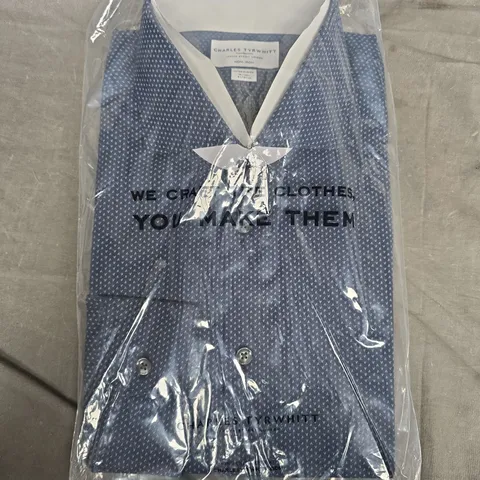 BAGGED CHARLES TYRWHITT EXTRA SLIM FIT SHIRT IN NAVY GEO PRINT - 16/36IN