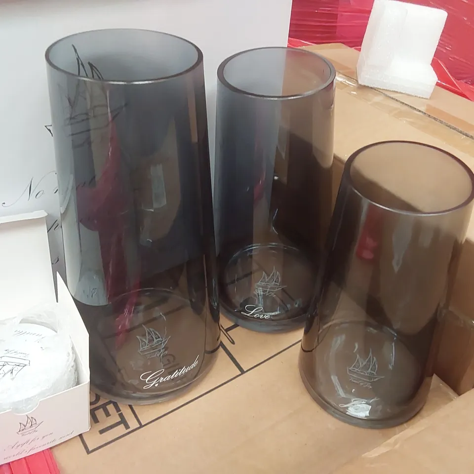 PALLET CONTAINING APPROXIMATELY 9 VESSEL OF JOY VASE AND SCENTED CANDLE SETS ECT