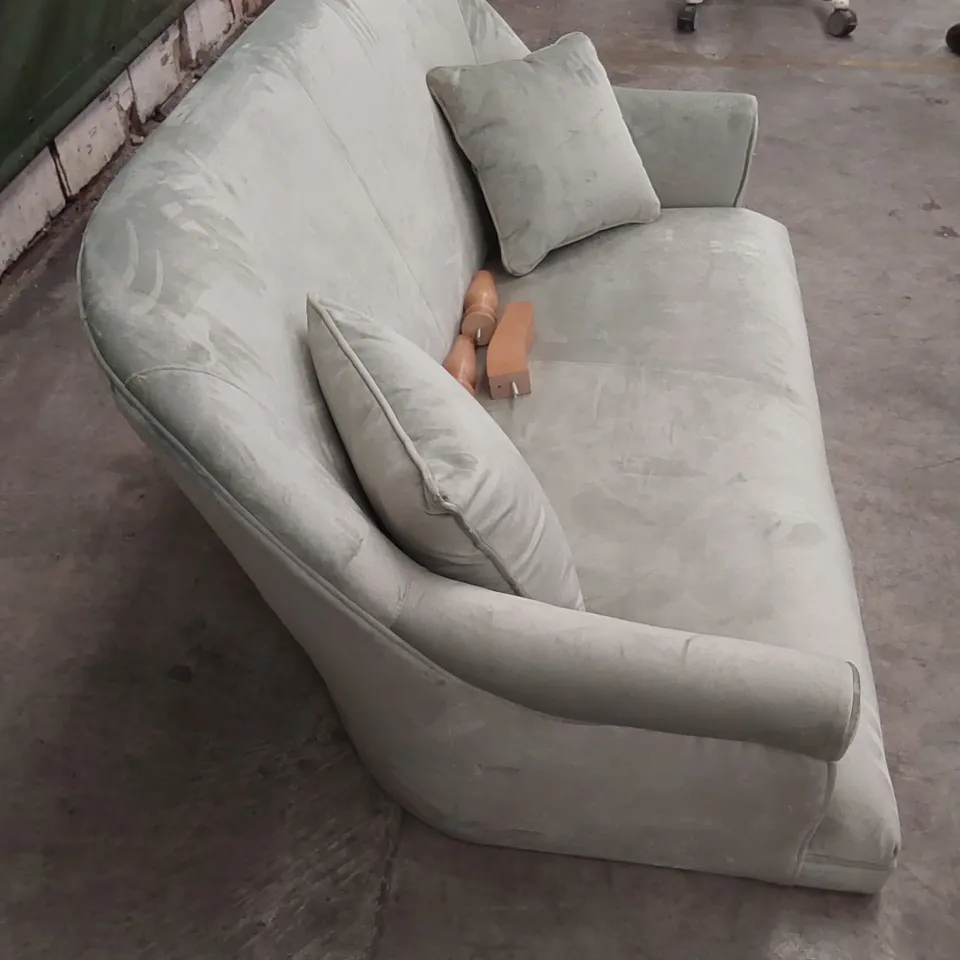QUALITY DESIGNER 2 SEATER TURQUOISE VELVET UPHOLSTERED SOFA