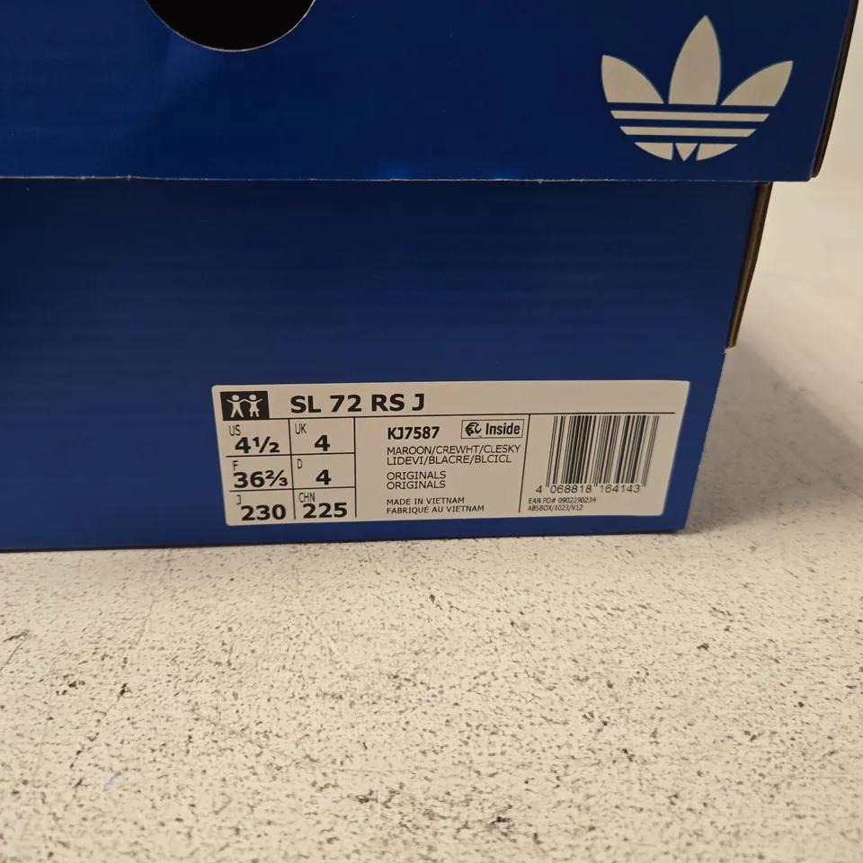 ADIDAS SL 72 RS J JUNIOR SNEAKERS – UK 4, MAROON 