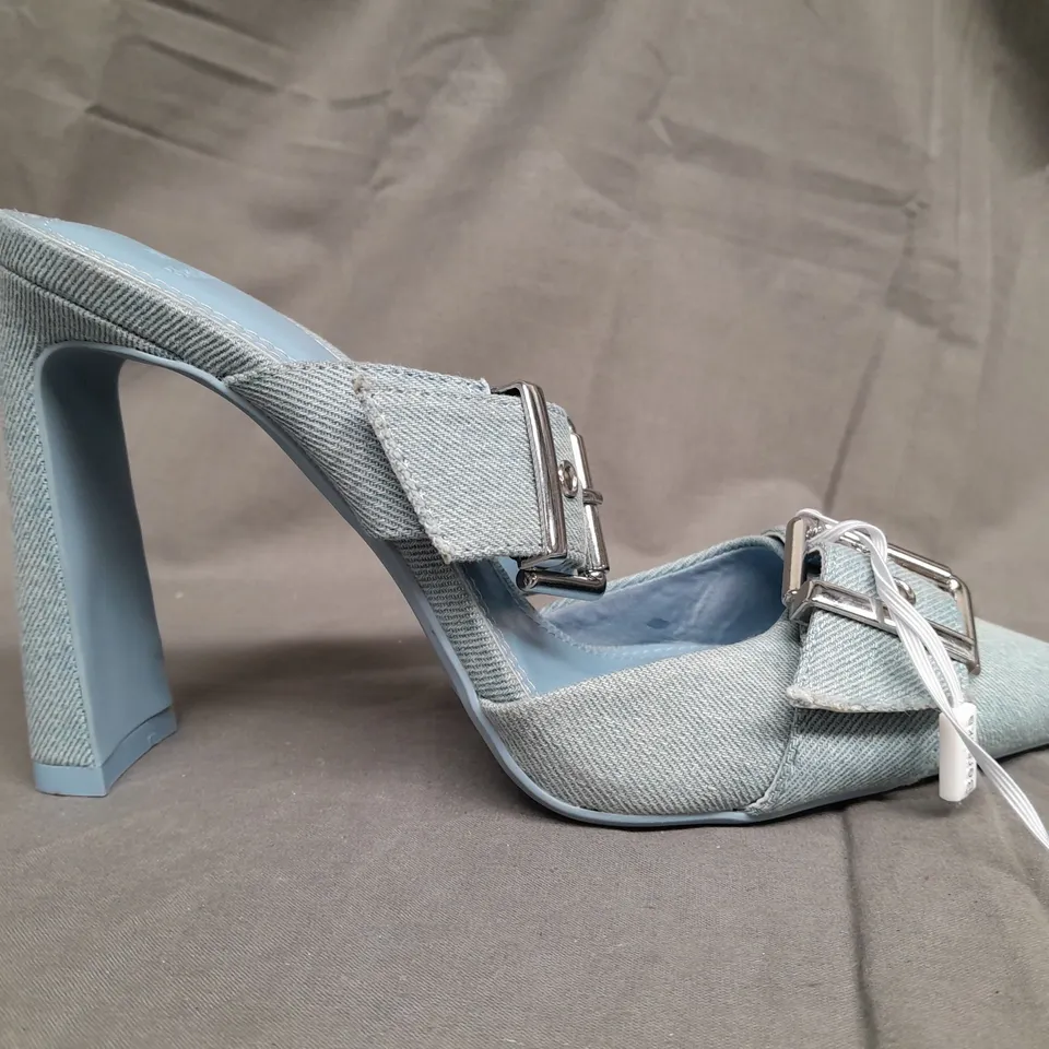 BERSHKA LIGHT BLUE DENIM HIGH HEEDS OPEN TOE - SIZE 38