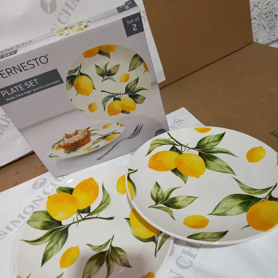 SET OF 2 LEMON DESIGNED PLATES 