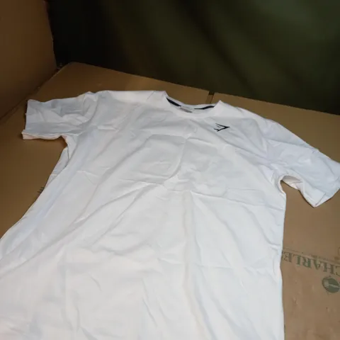 WHITE GYMSHARK GYM TOP SIZE M 