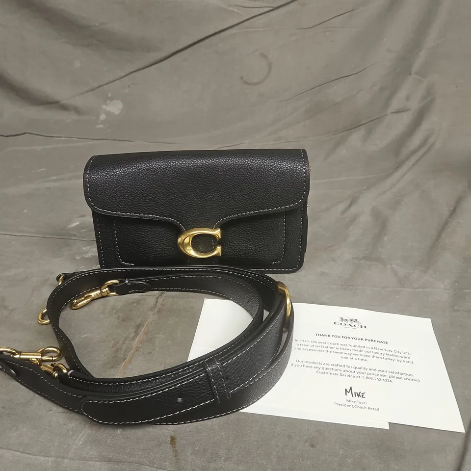 COACH TABBY LEATHER HANDBAG BLACK WITH GOLD TONE TRIM