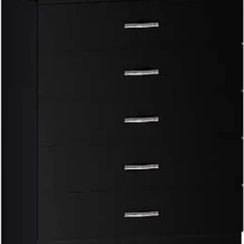 BOXED RIANO 5 DRAWER CHEST - BLACK (1 BOX)