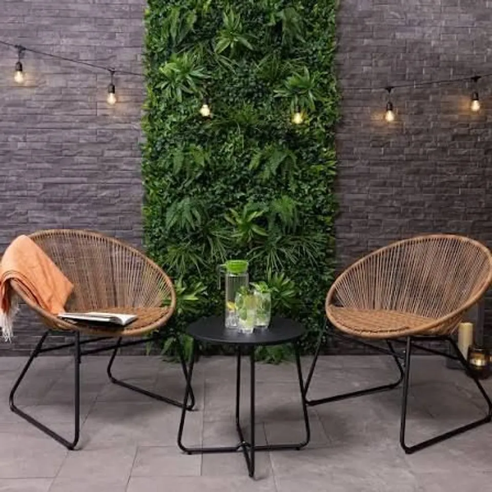 BOXED CHARLES BENTLEY ZANZIBAR TEA FOR TWO BISTRO SET NATURAL CAFE 2 CHAIRS AND TABLE