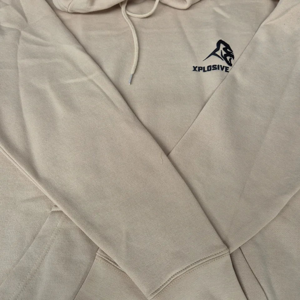 XPLOSIVE APE LONG SLEEVE HOODIE IN BEIGE SIZE LARGE