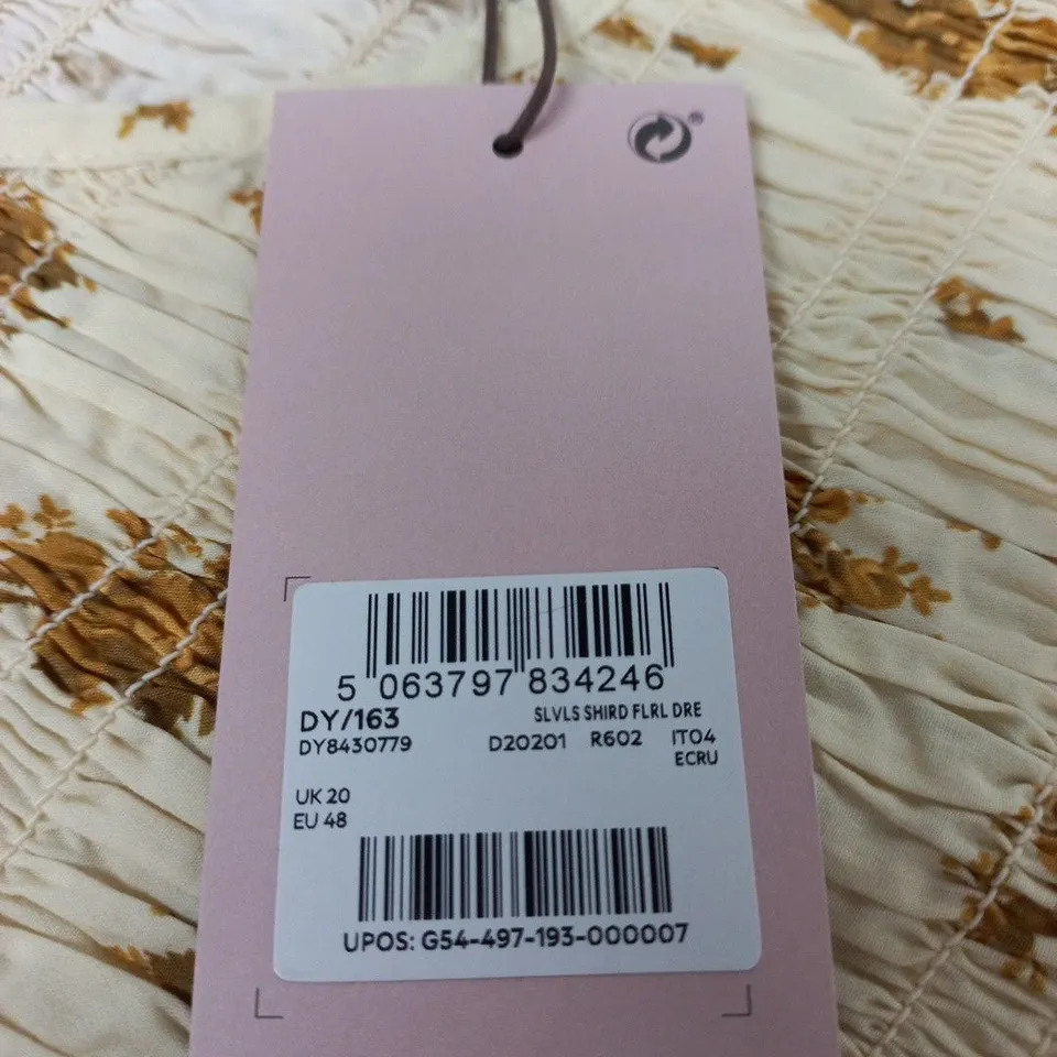 LAURA ASHLEY WOMEN'S DRESS – CREAM FLORAL, UK 20 (EU 48)