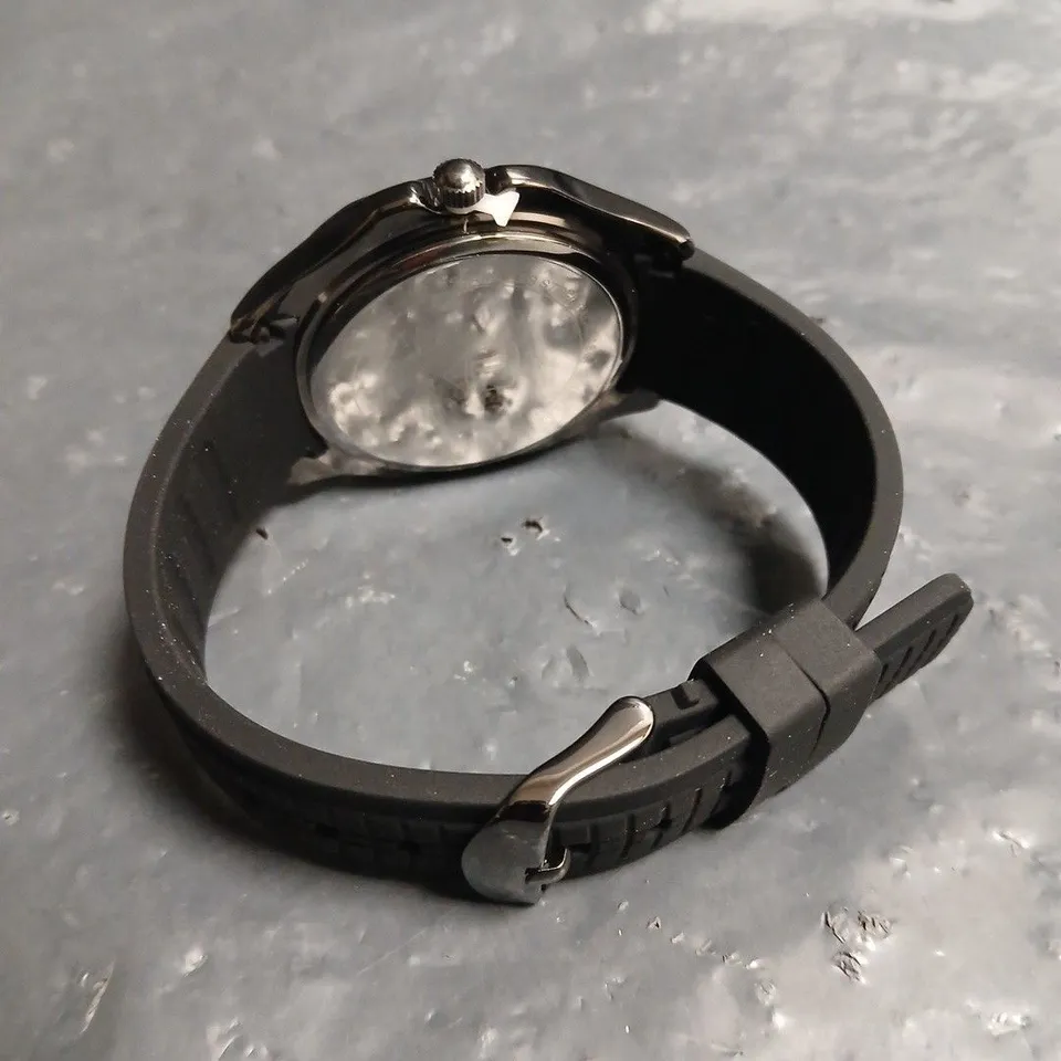 MENS LOUIS LACOMBE WATCH – BLACK DIAL - RUBBER STRAP