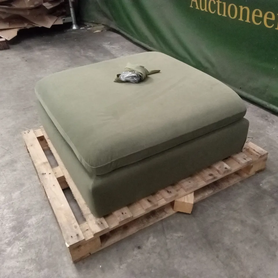 QUALITY DESIGNER ASHER GREEN VELVET FOOTSTOOL