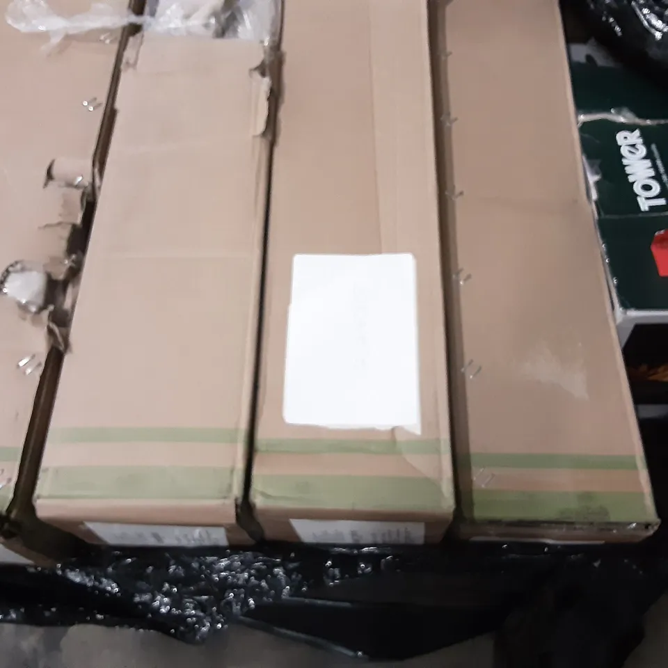 PALLET OF ASSORTED PRODUCTS INCLUDING 9FT BEIGE OUTDOOR UMBRELLA, TOWER AIR FRYER, N8WERK ALUMINIUM POT AND PAN SET, COMHOMA  