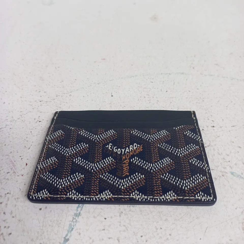 GOYARD CARDHOLDER WALLET – NAVY CHEVRON PATTERN, PARIS EMBOSSED