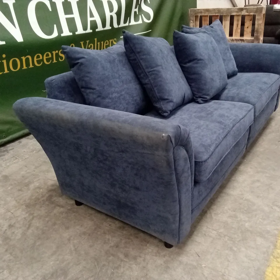DURY FABRIC 4 SEATER SCATTER BACK SOFA - BLUE RRP £649
