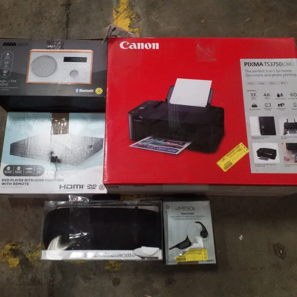 PALLET CONTAINING ASSORTED ELECTRICAL RETURNS INCLUDING CANON PIXMA PRINTER, DVD PLAYER WITH HDMI FUNCTION, BLUETOOTH SPEAKER & DAB+/FM RADIO