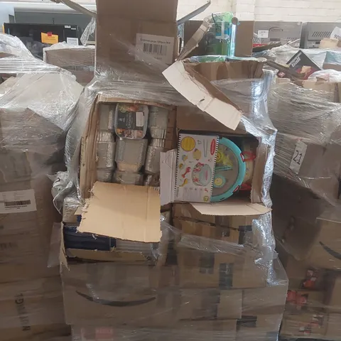 PALLET TO CONTAINING A VERY LARGE QUANTITY OF ASSORTED ITEMS INCLUDING: FOIL CONTAINERS, BABY TOYS, FARM ANIMAL TOYS, CLOTHES PEGS ECT