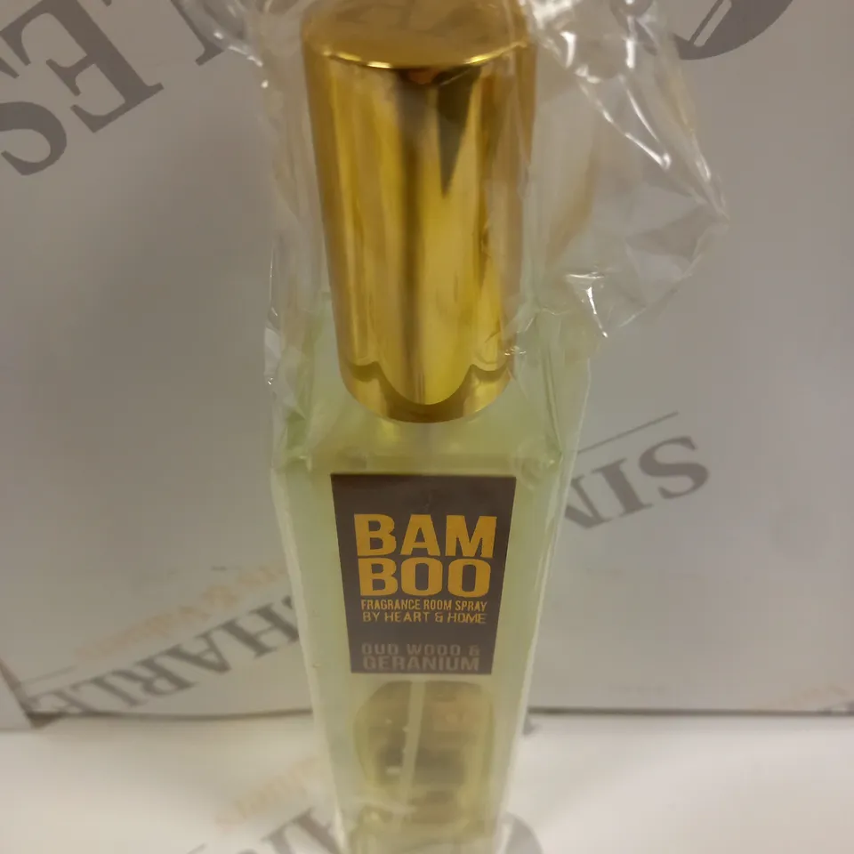 HEART & HOME BAMBOO FRAGRANCE ROOM SPRAY OUD WOOD & GERANIUM 100ML