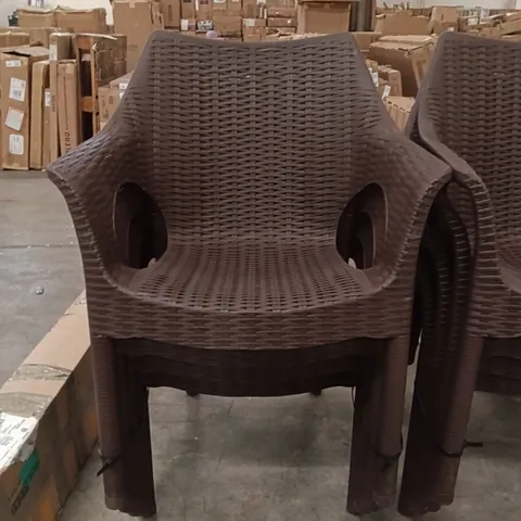 BOXED SET OF 4 BROWN PLASTIC CHAIRS