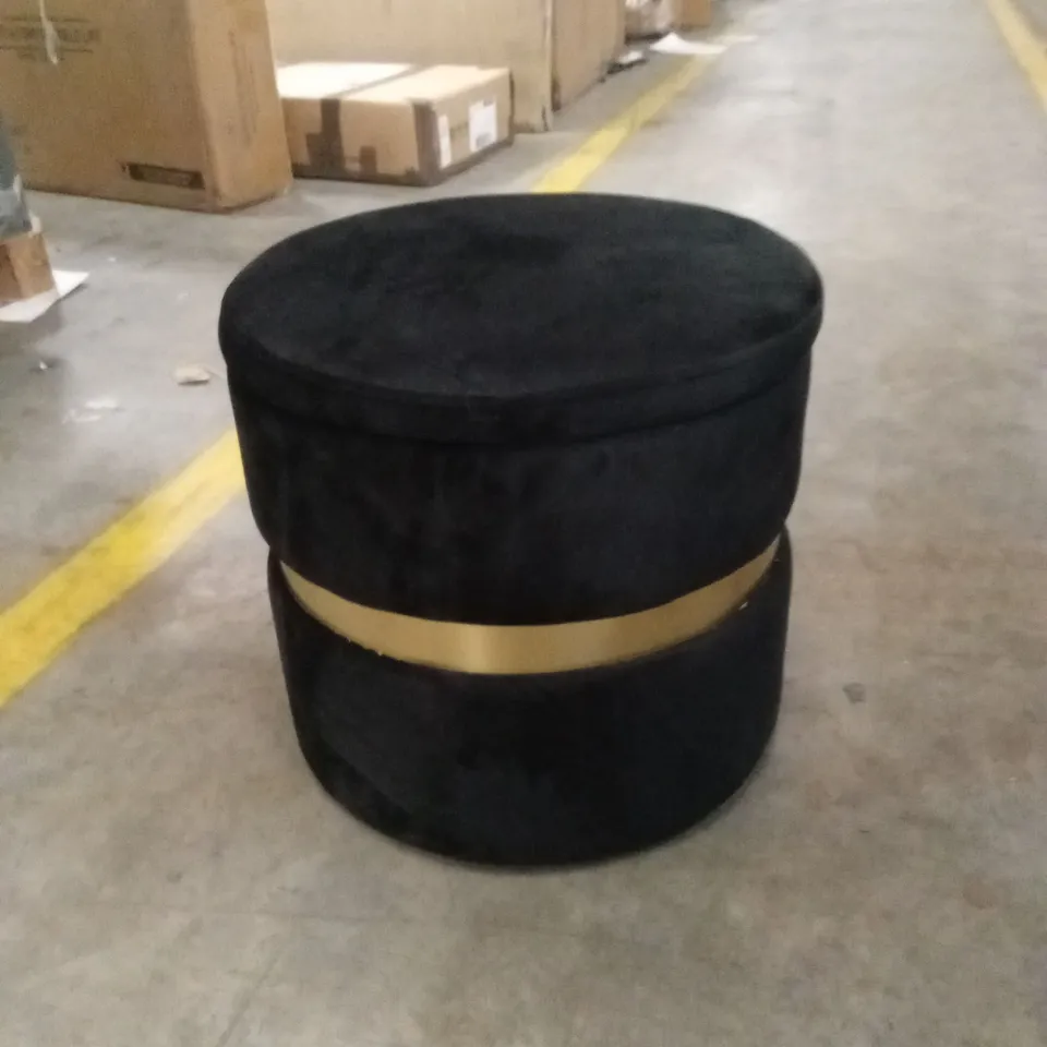 DESIGNER BLACK VELVET FOOTSTOOL 