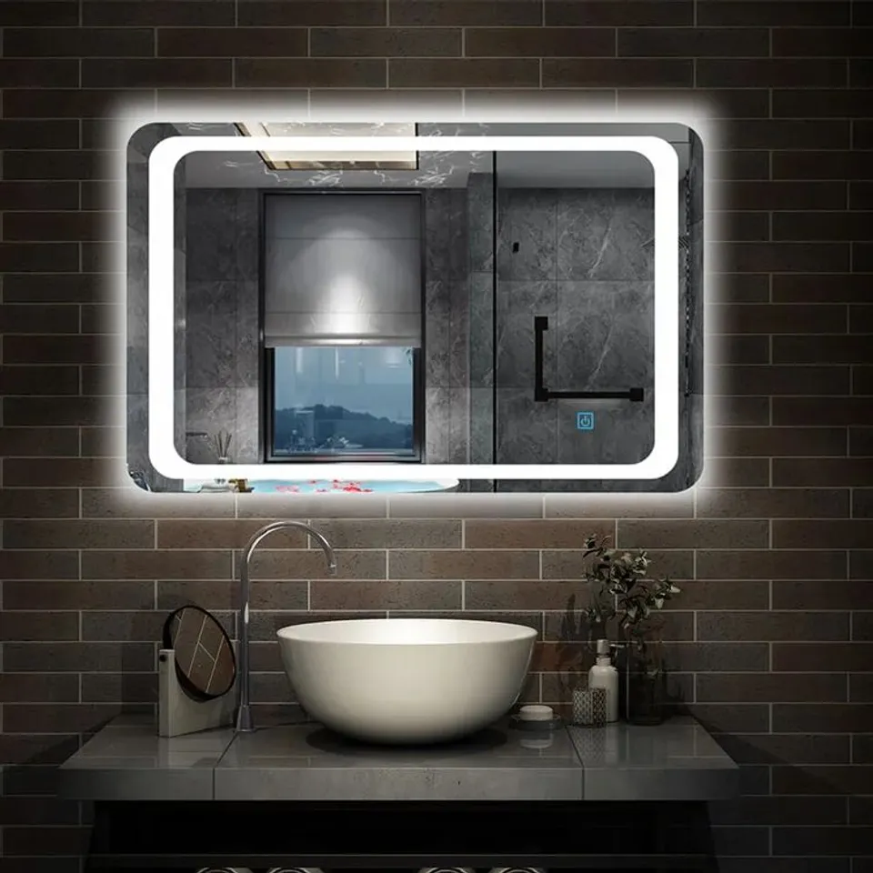 BOXED 80 X 60CM LED ILLUMINATED BATHROOM MIRROR (1 BOX)