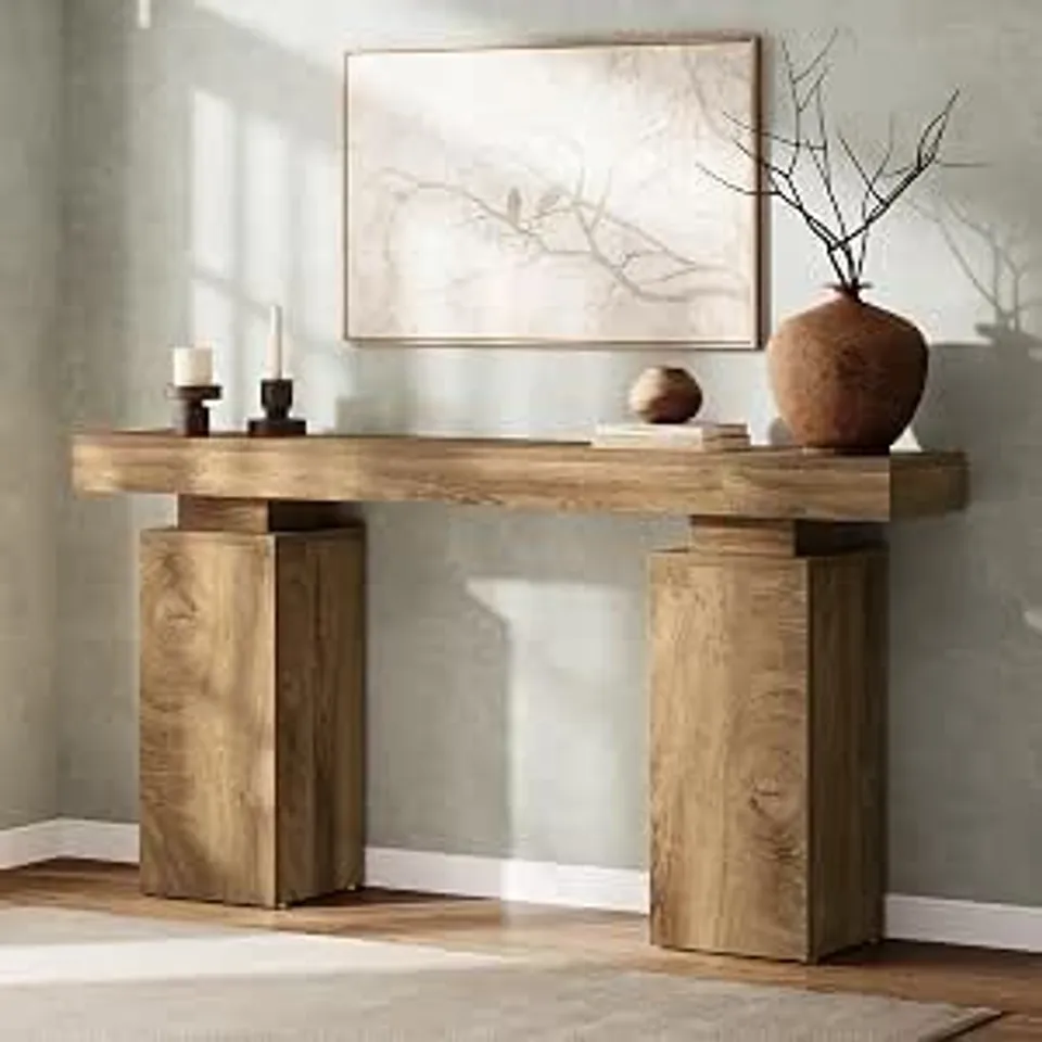 BOXED TRIBESIGNS 63-INCH LONG CONSOLE TABLE, FARMHOUSE ENTRYWAY TABLE BEHIND COUCH