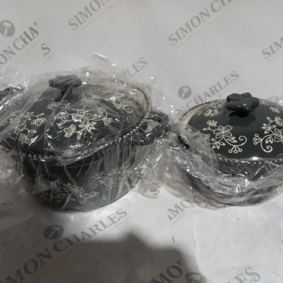 TEMP-TATIONS CERAMIC ROUND CASSEROLE BAKERS GREY