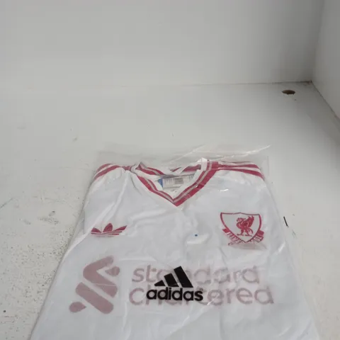 ADIDAS LIVERPOOL FC JERSEY – WHITE WITH RED TRIM, UK SIZE S