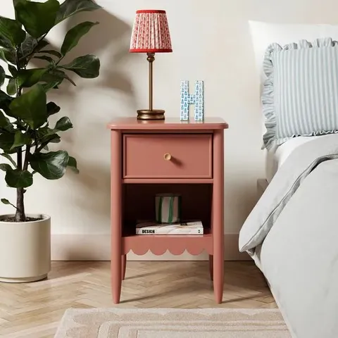 BOXED REMI 1 DRAWER BEDSIDE TABLE - RED CLAY (1 BOX)