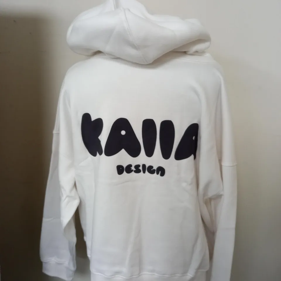 KAIIA OVERSIZED POCKET FRONT HOODIE WHITE UK 10