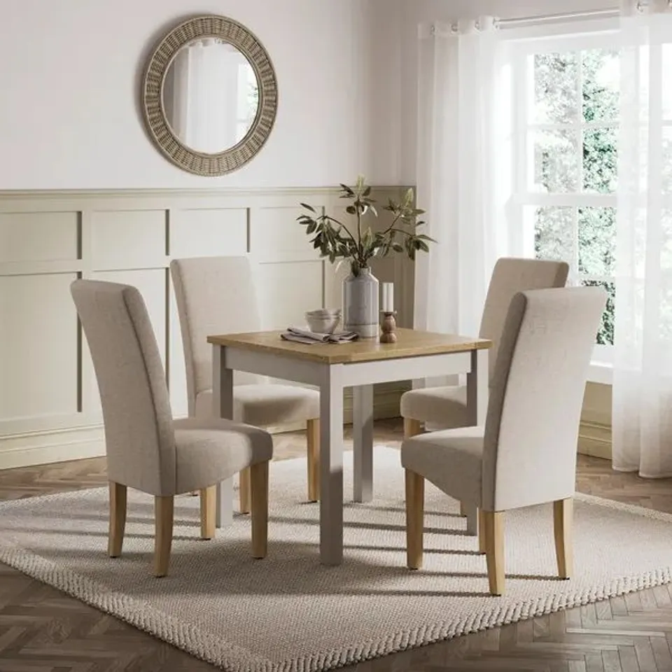 BOXED OLNEY COMPACT 4 SEATER SQUARE DINING TABLE - STONE