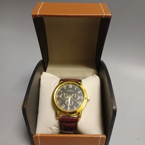 MENS LA BANUS WATCH – GOLD COLOUR CASE – LEATHER STRAP