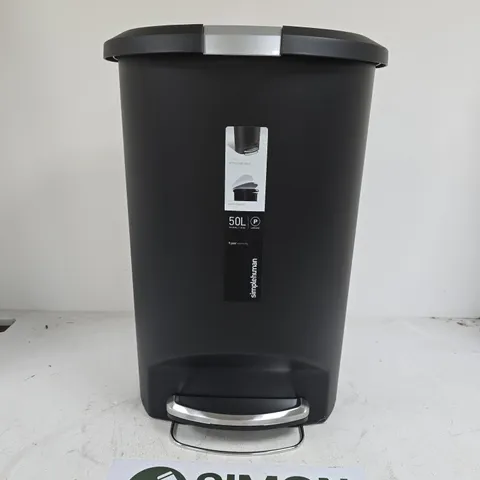 SIMPLEHUMAN 50L BLACK PEDAL TRASH CAN 