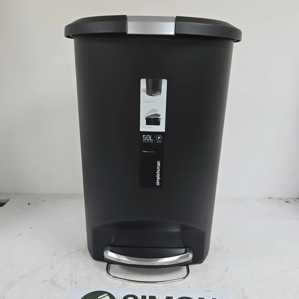 SIMPLEHUMAN 50L BLACK PEDAL TRASH CAN