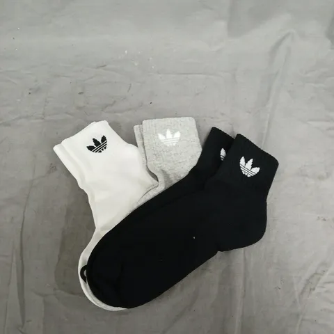 ADIDAS SOCKS 3 PACK – WHITE, GREY & BLACK (3 PAIRS)