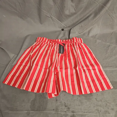 WEDNESDAY'S GIRL STRIPED BOXER STYLE SHORTS CO-ORD IN RED SIZE M