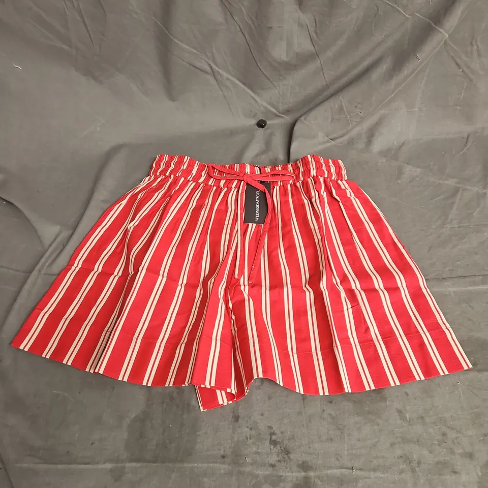 WEDNESDAY'S GIRL STRIPED BOXER STYLE SHORTS CO-ORD IN RED SIZE M