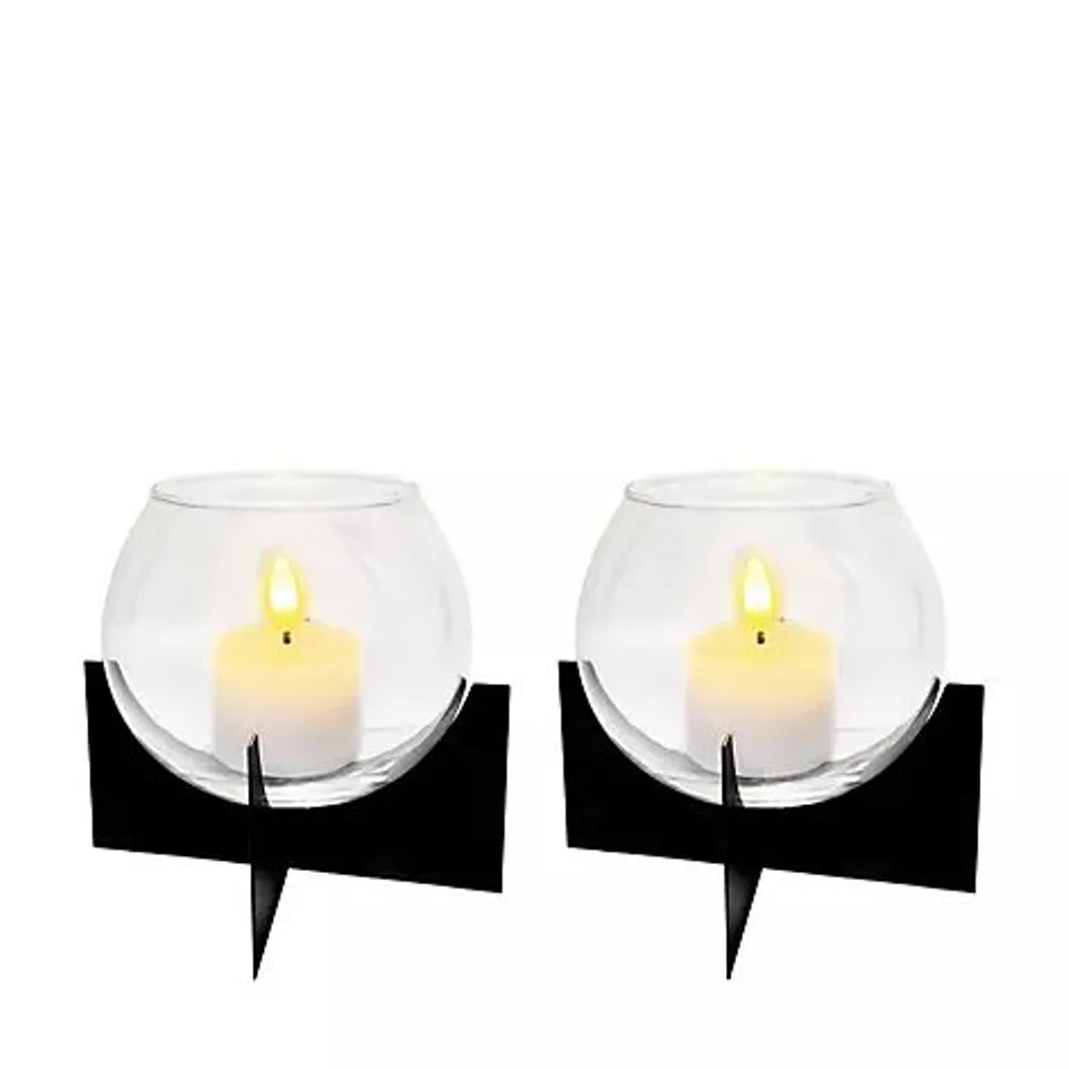 K BY KELLY HOPPEN SET OF 2 CANDLE HOLDERS W/LED CANDLES