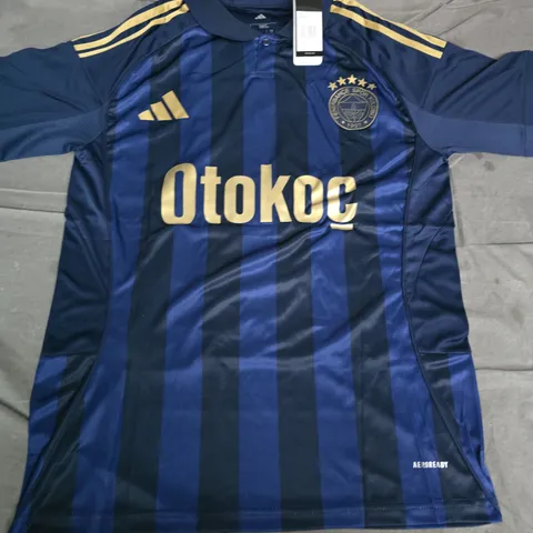 ADIDAS FENERBAHÇE SK FOOTBALL JERSEY, BLUE STRIPED, SIZE L, OTOKOC SPONSOR, NUMBER 10