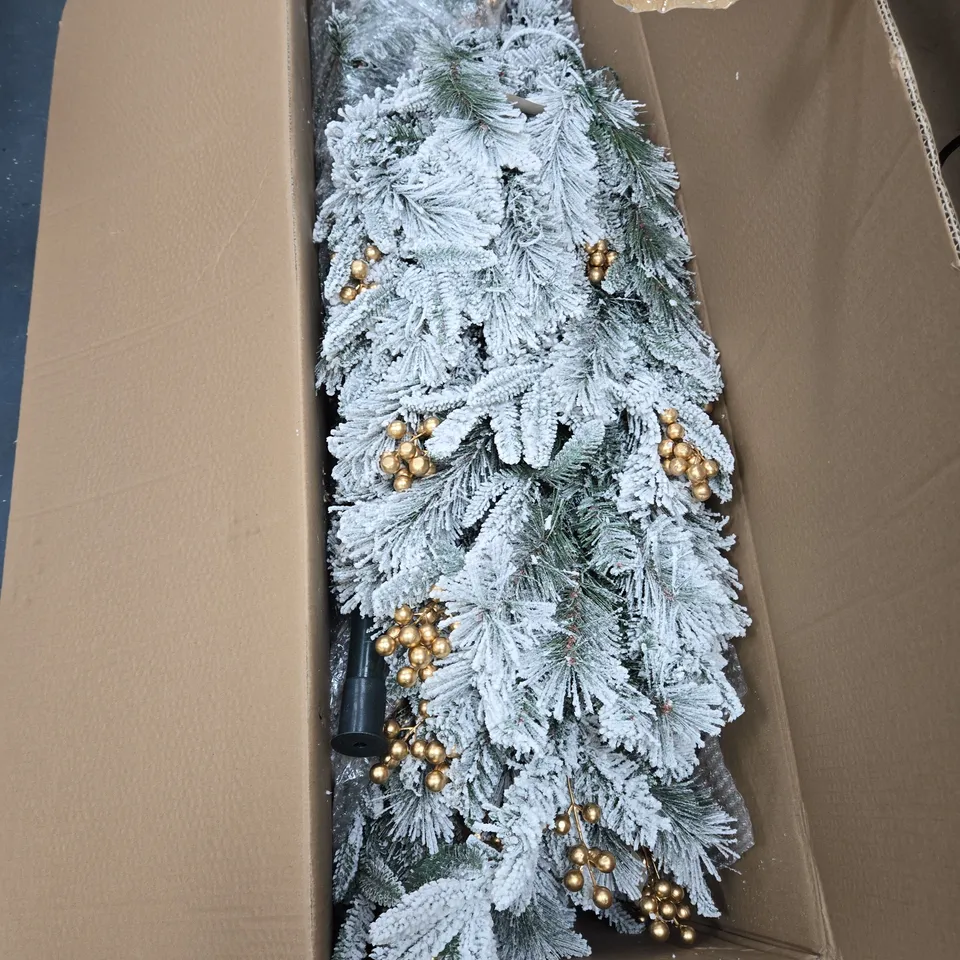 SARA DAVIES WINTERLUX ARTIFICIAL PRELIT FROSTED FIR TREE WITH WILD BERRIES – DECORATIVE FOLIAGE