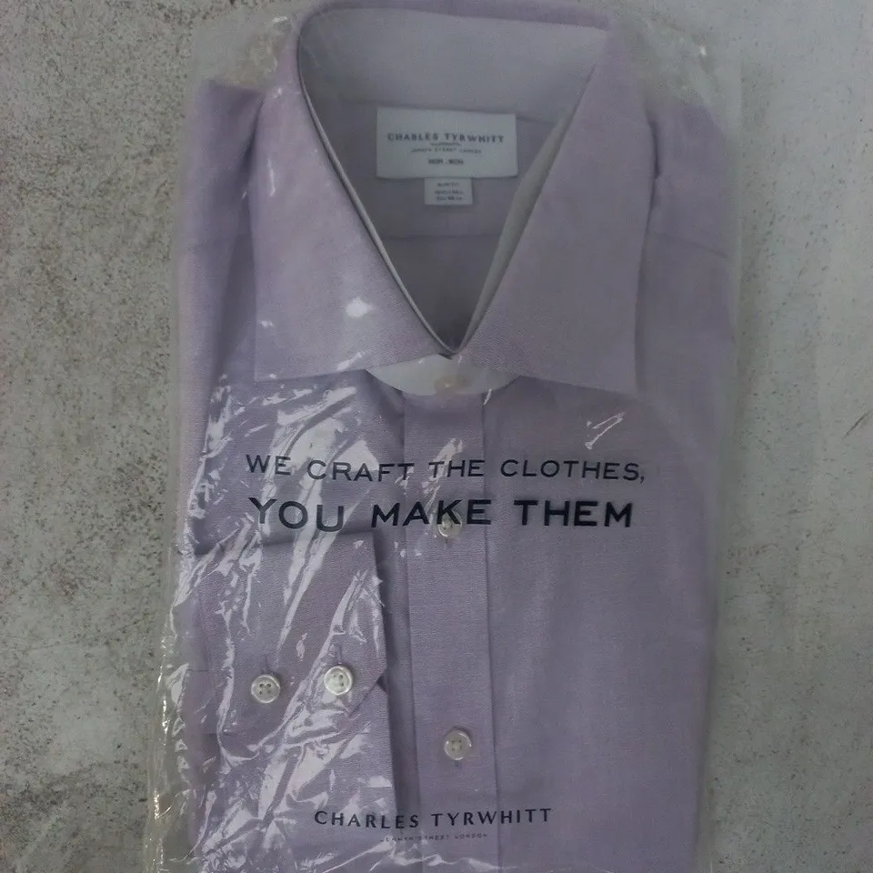 BAGGED CHARLES TYRWHITT NON-IRON SLIM FIT SHIRT IN LILAC SIZE 16.5/34"