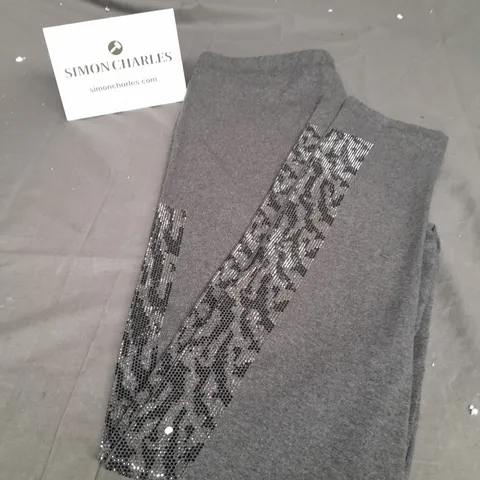 FRANK USHER LADIES GREY LEGGINGS WITH SEQUIN DETAIL SIZE L/XL